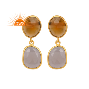 Pendientes Colgantes de Plata de Ley 925 con Cornalina Natural y Calcedonia Gris, los Más Vendidos del 2026, para Mujer, Fabricante de Joyería - Product Image 1
