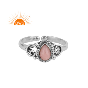 การออกแบบโบราณแหวนเงินสเตอร์ลิงออกซิไดซ์เครื่องประดับผู้ค้าส่งน่ารักสีชมพูโอปอลพลอยแหวนผู้ผลิตเครื่องประดับ - Product Image 1