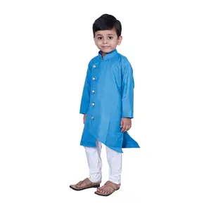 伊斯兰纯棉侧面图案儿童kurta睡衣套装最新的omani风格的伊德衣服准备库存