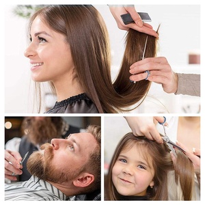 Juego de tijeras profesionales para cortar el cabello, 2 tijeras de peluquero de acero al carbono, herramienta de belleza recubierta de Color blanco y negro de acero inoxidable - Product Image 6