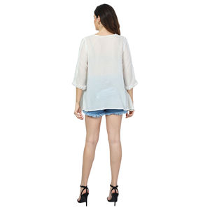 Top elegante de algodón blanco para Niñas para ropa de moda india y pakistaní - Product Image 4