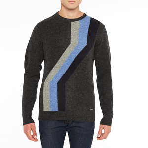 เสื้อสเวตเตอร์แขนยาวของผู้ชายเทคนิคการย้อมเส้นด้ายแบบ ODM - Product Image 1