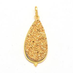 Colgante de piedras preciosas de titanio y oro de pera hecho a mano, colgante de Plata de Ley 925 sólida/chapado en oro, collar de drusa para proveedores - Product Image 2