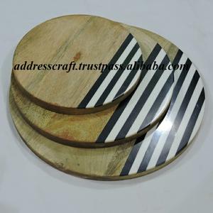 Planche à fromage et charcuterie artisanale Ensemble de planche à fromage en bois de manguier et résine Bloc à découper pour la maison Hôtel Restaurant Ustensiles de cuisine - Product Image 3