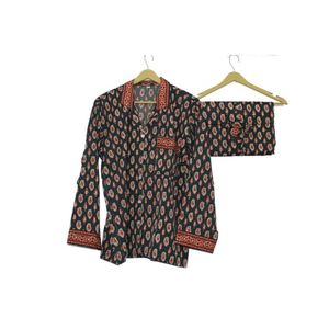 ชุดนอนผ้าไหมอินเดียทำมือ ชุดเดรสผู้หญิงเนื้อนุ่มสำหรับฤดูร้อน ลายดอกไม้ สวมใส่สบาย ชุดนอน-กางเกงและเสื้อ - Product Image 3