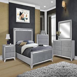 Juego de dormitorio contemporáneo y moderno, acrílico y LED, 5 uds. - Product Image 1