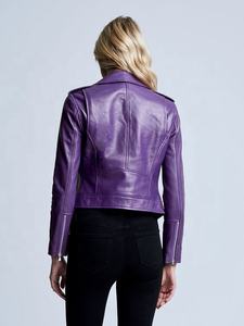 Vente en gros d'usine de qualité supérieure Veste de moto en cuir véritable tricotée décontractée et élégante pour l'hiver pour femmes dans un emballage de qualité supérieure - Product Image 6