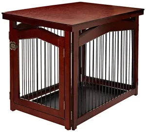 2-in-1 Configurable Dog Crate Cage Fence Dog House Animal Cage Casual Home Wooden Pet Crate