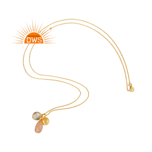 Collar de Cadena con Piedras Preciosas, Chapado en Oro, Plata de Ley 925, Joyería de Cuarzo Natural de Moda para Mujer, Venta al por Mayor - Product Image 3