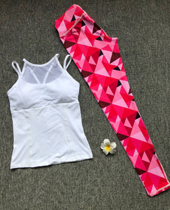 Traje de yoga a la moda para correr, Conjunto de sujetador corto y cruzado para mujer, conjunto deportivo de ocio para mujer, conjunto con estampado de sublimación de corbata de alta calidad - Product Image 2