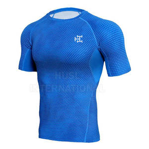 เสื้อออกกำลังกายของผู้ชายแบบผ่าแขนสั้นผ้าแคนวาสสีล้วนแบบลำลองแห้งเร็วรัดรูประบายอากาศได้ดี - Product Image 1