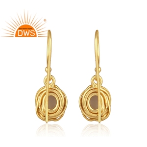 Pendientes colgantes de GEMA de ágata de encaje azul para mujer, aretes de gota de plata de ley chapada en oro de 18k para boda, joyería al por mayor - Product Image 3