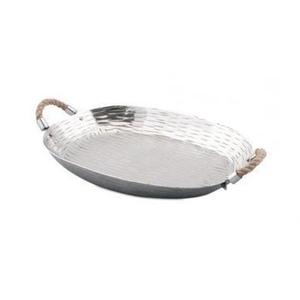 Plateau de service en bois de forme ronde avec poignées en métal pour hôtels, restaurants et maison, grossiste et fournisseur de Noël - Product Image 2