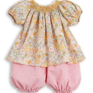 Vestido hecho a mano para bebé, bonito vestido ahumado con bordado en el cuello, 2023 - Product Image 1