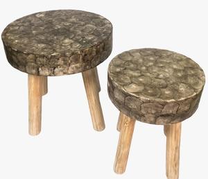 Tabouret décoratif en bois en forme de coquillage, moderne, classique et adorable, exclusif pour l'entrée, le salon, l'atelier, la chambre, l'école, l'appartement, la terrasse - Product Image 4