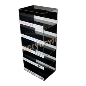 Customized acrylic mobile phone accessories display rack/phone charger display stand/acrylic USB cable display shelf accessories display counter