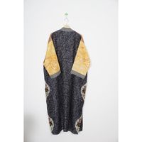 Robe longue en soie pure pour femme, vêtement de nuit, kimono indien fait main, robe maxi respirante, printemps été automne, patchwork, col en V sur le devant