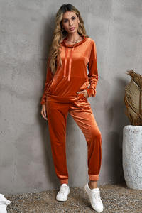 Ensemble de vêtements d'entraînement unisexe pour femmes, survêtement, en Polyester, en velours, en molleton, de Sport, Logo personnalisé - Product Image 5