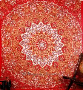 Indischer Elefant Star Mandala Tapisserie Natürliche Baumwolle Hippie Wandbehang Bettdecke Picknick Strand Tages decke Böhmische Wandteppiche