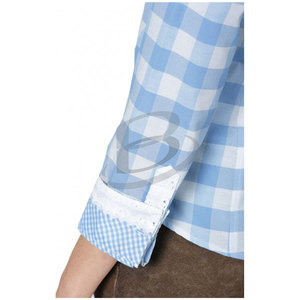 Mens Traditional Bavarian Trachten Checked Shirt Cotton Plaid <b>Long</b> <b>Sleeve</b> Oktoberfest Shirt - Product Image 2
