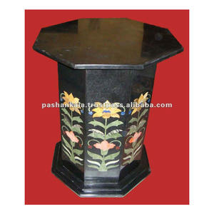 Superbe support amovible noir, incrustation de marbre - Product Image 1