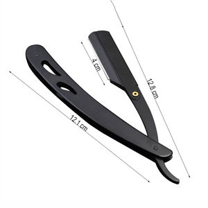 New High Quality Personalized Men's <b>Straight</b> Razor Stain Less Steel Solid Color Black Shaving Razors For Barber - Product Image 1