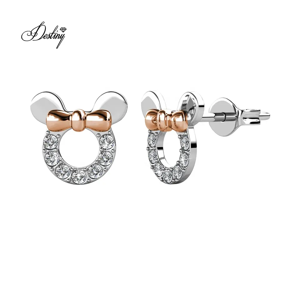 Bijoux en cristal autrichien hypoallergénique en argent Sterling 925 mignon Minnie boucles d'oreilles pour enfant petites filles bijoux de destin