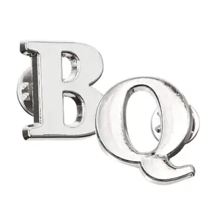 Custom Collar Badge Silver Initial Alphabet Letter Lapel Pins