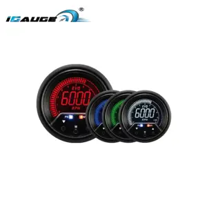 Tachometer 60mm Black Face 4 Colors LCD RPM Meter Digital Tachometer With Warning And Peak Function Clear Lens For Auto Automobile Car