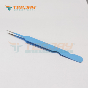 Pince à épiler de type A lisse bleu clair, pour extensions de cils, avec Base, outils de maquillage, soins de beauté, étiquette privée, 1 pièce - Product Image 3