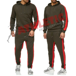Service OEM Ensemble de vêtements de sport vierges bon marché Survêtement avec conception de logo personnalisé Survêtements de fitness slim en coton de couleur unie pour hommes - Product Image 2