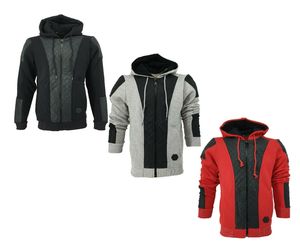 Men Hoodies Zip Up Hooded Fleece Faux Leather Zipper Top Jacket Coat Warm <b>Jumper</b> - Product Image 2