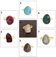 Bague de guérison en laiton plaqué or, pierre précieuse fine, cristal brut, fait à la main, bijoux rouges, pierre de naissance