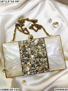 Designer Mother of Pearl Brass <b>Clutches</b> | Handmade Exclusive Wedding Ladies <b>Bridal</b> Brass MOP <b>Clutch</b> <b>Bags</b> - Product Image 2