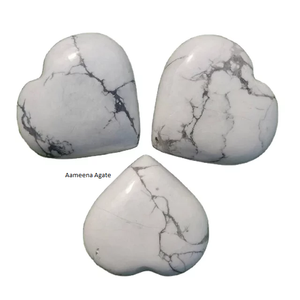Cœur Hawlite en cristal naturel, pierre précieuse de guérison, cœur bouffant pour décoration et cadeau, vente en gros - Product Image 1