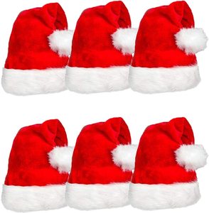 Gorro de Navidad rojo de terciopelo para adultos y niños para favores de fiesta de Navidad - Product Image 1