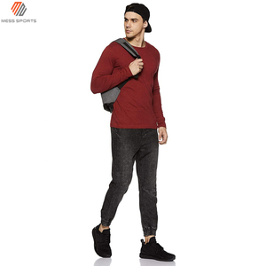 T-shirt uni de qualité supérieure à manches longues pour hommes |   T-shirt à manches longues col rond 100% coton de haute qualité - Product Image 2