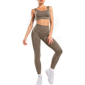 Ensemble de vêtements de sport pour femmes grande taille, vêtements de yoga sans couture, ensemble de soutien-gorge de yoga et de leggings, 100% polyester, printemps, été, automne, hiver, anti-soutien-gorge - Product Image 1