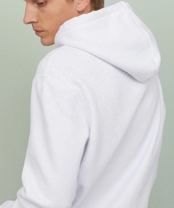 Pull à capuche uni unisexe, vente en gros, coton biologique personnalisé pour hommes, sweat à capuche épais polaire oversize - Product Image 2