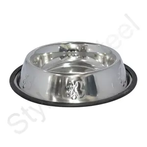 Pet Bowls & Feeders Antislip Pet Food Bowls Voor Honden En Katten Rvs Poot Reliëf Hondenkom Zwart Rubber Voet