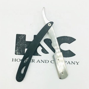 Navaja de afeitar para hombre, herramientas de barbería, cuchillas y accesorios, navaja de afeitar plegable negra antigua, navaja de afeitar recta de acero inoxidable con logo. - Product Image 6