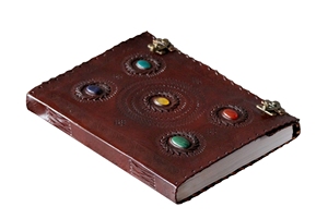 Handmade Five Stones Embedded Genuine Leather Journal Vintage Brown Hard Cover Design Notebook <b>Travel</b> <b>Diary</b> Gift For Men & Women - Product Image 3