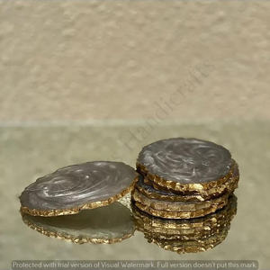 Hot Sale Unique Design Marble Look 2024 Handcrafted Resin with <b>Gold</b> Plating on Border <b>coaster</b> for Coffee & Tea Drink - Product Image 5