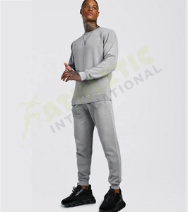 Couleur personnalisée Slim Fitness hommes de haute qualité à manches longues pas cher prix décontracté blanc deux pièces coton matériel fermeture éclair homme survêtements - Product Image 5