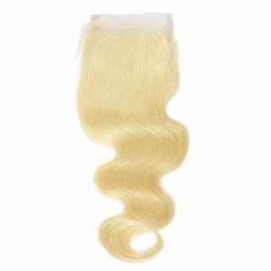 Blond Doux Remy Wefted Vierge Indien Brésilien Extensions de Cheveux Humains Non Transformés Fermeture en Dentelle avec Vagues Alignées Cuticule - Product Image 3