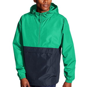 Veste de sport en polyester grande taille pour hommes, coupe-vent imperméable avec capuche et fermeture à glissière, techniques de lavage d'automne - Product Image 1