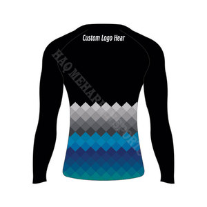 High Quality 100% Polyester Long Sleeve Unisex <b>Rashguard</b> with UV Protection Direct Factory Price for BJJ HMS Brand - Product Image 4