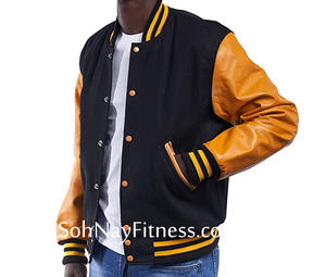 Chaqueta de béisbol personalizada de alta calidad para hombre Slim Fit invierno Formal Varsity diseño mangas de cuero transpirable a prueba de viento logotipo personalizado - Product Image 6