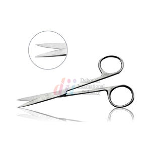 Ciseaux à iris droits courbés à usage unique de 4,5 pouces, en acier inoxydable jetable, ensemble d'instruments chirurgicaux de précision stériles - Product Image 5