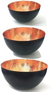 Bol ovale martelé Bol noir et cuivre pour usage en cuisine - Product Image 2